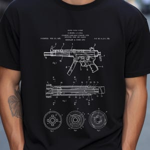 Heckler & Koch MP5 sub machine gun from US Patent Office. T-shirt gift gunsmith, firearm collector, gun enthusiast, gun shop, military