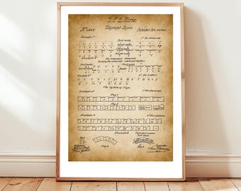 Original Morse Code Design von 1840 vom US Patent Office. Plakat für Telegrafie, Geschichte, Radio , Nachrichtentechnik, Morse-Code, Sender