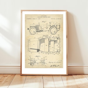 Willys military jeep design from US Patent Office. Poster gift for army, military history, armed forces, wwii jeep, soldier