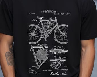 Antique bicycle design from 1897 from US Patent Office. T-shirt gift for bike rider, cyclist, cycling, steampunk, sport, history, bicycle,