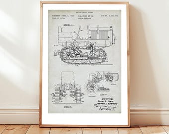 Bulldozer Design vom US Patentamt. Poster Geschenk Baustelle Maschinist, Baumaschinen, Bagger und Bagger