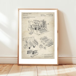 Military encryption cipher machine SIGABA from 1940's from US Patent Office. Poster gift for cypher cipher,  wwII military historian