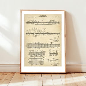 Hängebrücke Design des US Patentamtes. Plakat Geschenk Bau, Tragwerksplaner, Brückenbau Technik, Geschichte, Architektur