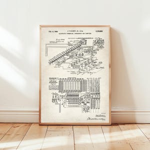 ENIAC erster freiprogrammierbarer Computer von 1964 vom US Patent Office. Poster Geschenk IT, Computer Ing., Programmierer, Software, Technikfreak,