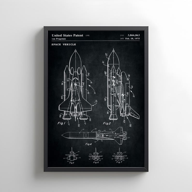 NASA Space Shuttle Design From 1975 From US Patent Office . Poster Gift ...