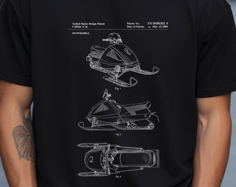 Moderne sneeuwscooter van het Amerikaanse octrooibureau. T-shirtcadeau voor sneeuwscooter, sneeuwscooter, skidoo, wintersport, skidoo, sneeuwscootercadeau