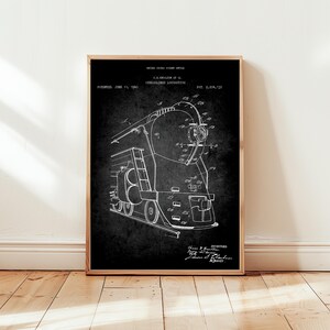 Streamlined steam locomotive design from 1940 from US Patent Office. Poster gift for steam train fan, steam locomotive, railway, railroad,