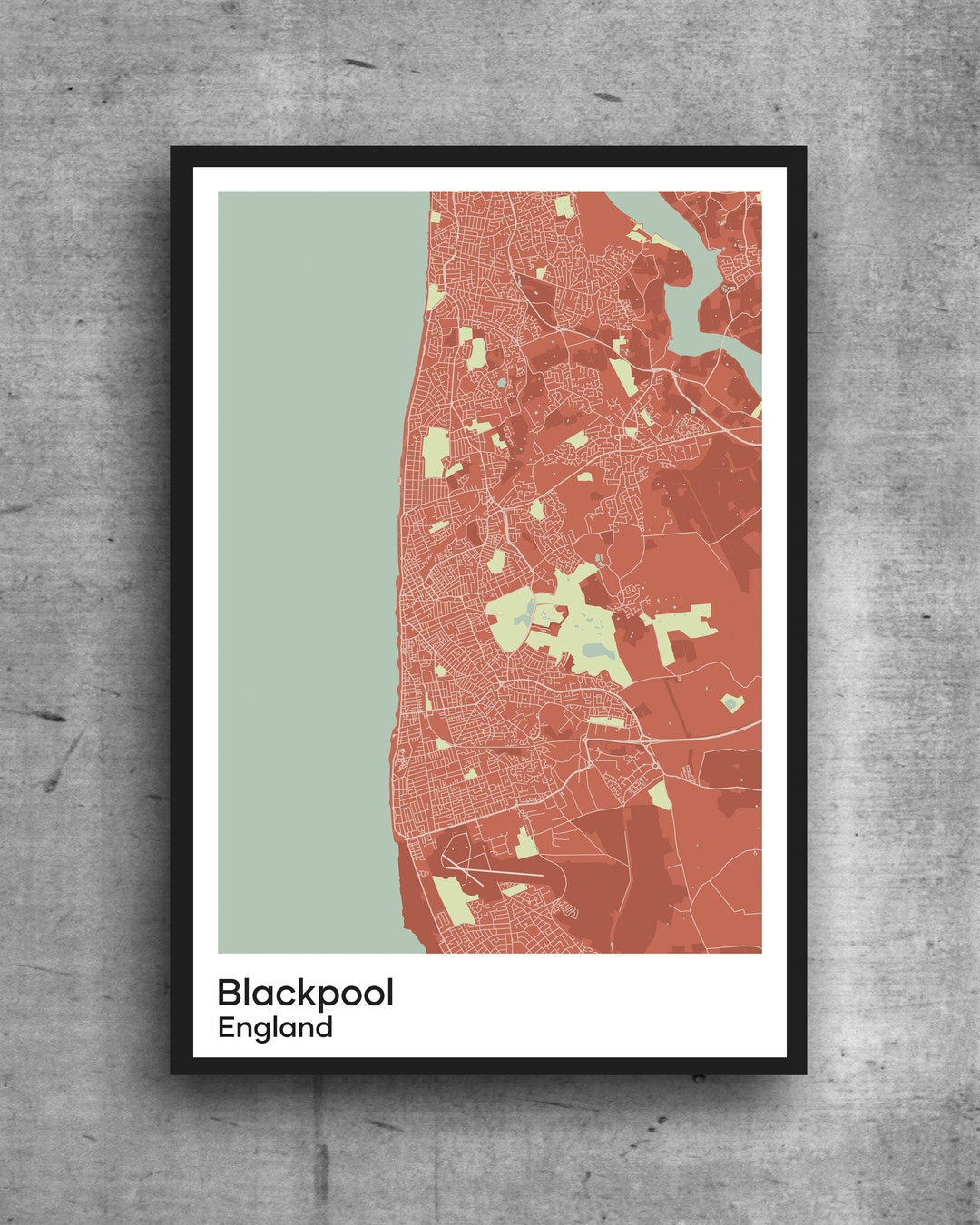 Blackpool England Minimalist Map Print Poster. Quality Colourful Poster ...