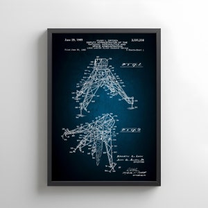 Lunar Landing Flight Research Vehicle design by NASA from US Patent Office. Poster gift for Nasa. engineer , scientist, astronaut,