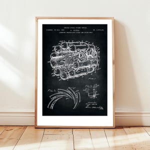 Sistema de propulsión de motor a reacción de Frank Whittle de 1946, procedente de la Oficina de Patentes de EE. UU. Póster de regalo para ingenieros aeronáuticos, aeroespaciales y aeronáuticos.