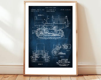 Bulldozer Design vom US Patentamt. Poster Geschenk Baustelle Maschinist, Baumaschinen, Baumaschinen, Bürodeko,