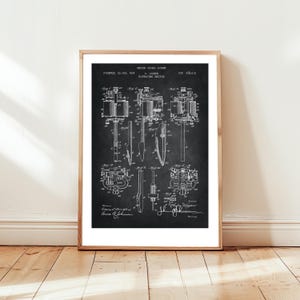 Old tattooing machine from 1904 from US Patent Office. Poster gift tattoo artist, tattooing, tattoo lover, steampunk, body art, history,