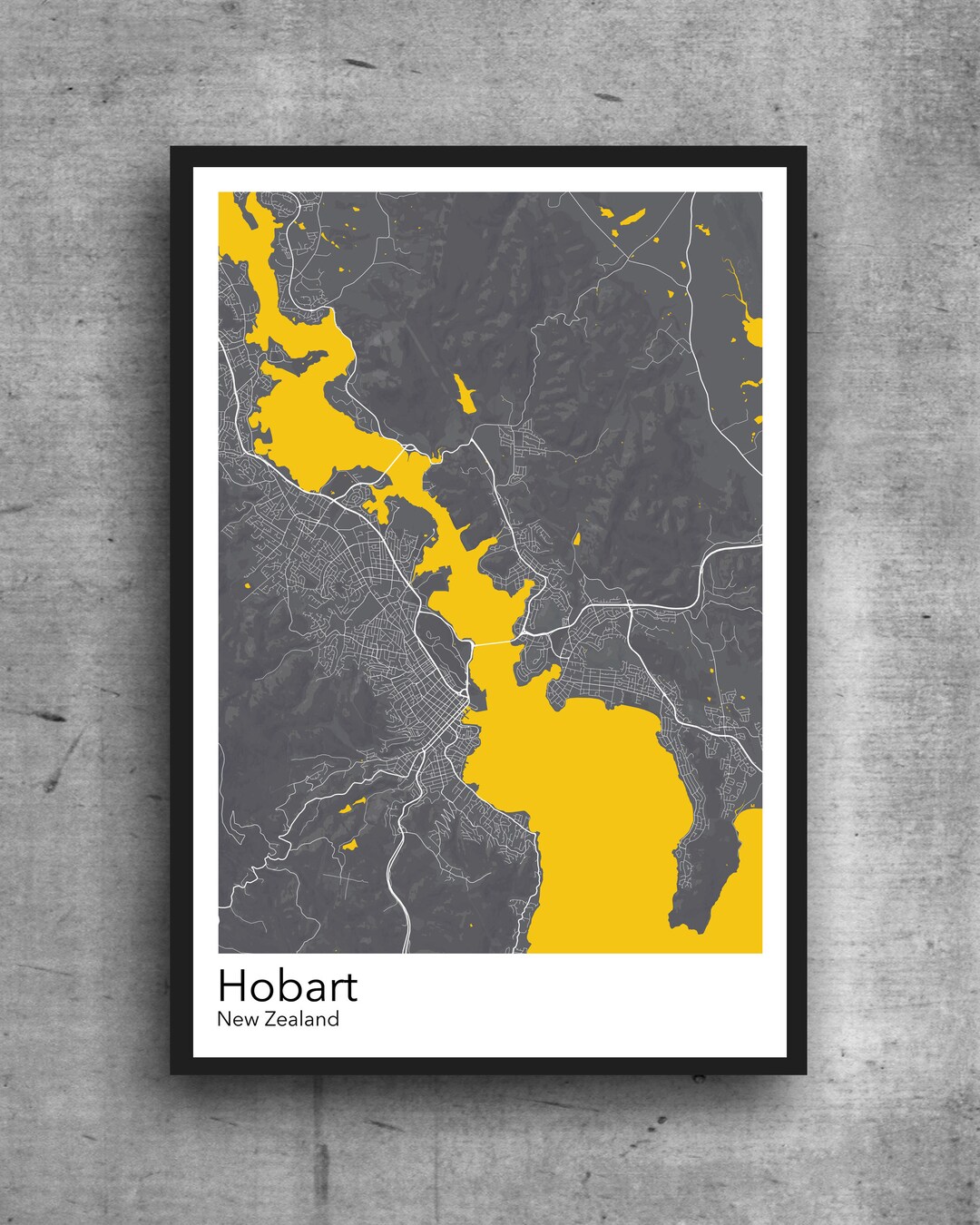 Hobart Modern Minimalist Map Print Poster. Quality Colourful Poster of ...
