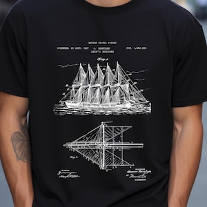 Old ships rigging design from US Patent Office. T-shirt gift for sailors, sailing, sailing boat, ships, nautical, sailboat, history