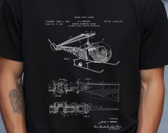 Bell helicopter design from US Patent Office. T-shirt gift pilot, aeronautical engineer, aviation, aeronautics, aircraft