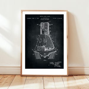 NASA space capsule design from 1963 from the US Patent Office. Poster gift Nasa engineer, astrophysics, aerospace, space engineering,