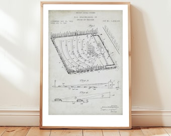 Drive-in theater design from US Patent Office. Poster gift, drive-in movies, american culture, Americana, nostalgia, movie theatre