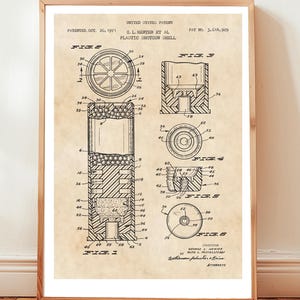Shotgun Shell Design | Patent Office Poster | Gunsmith Wall Art | A4 A3 A2 A1 Fine Art Print