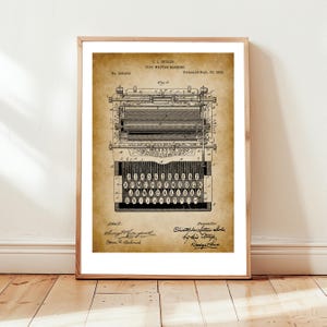 Typewriter from 1896 from US Patent Office. Poster gift writer, journalist, typewriter t-shirt, author, secretary, history, steampunk,