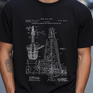Oil drilling rig design from US Patent office. T-shirt gift oil worker, oil industry, petroleum engineer, energy , industrial,