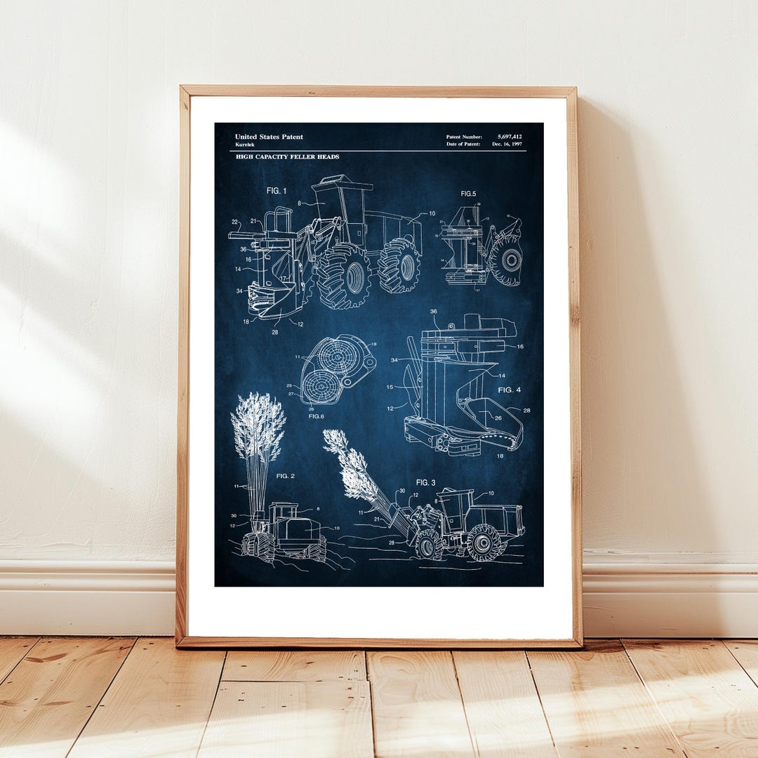Tree Machine Design Tree Feller Head Machine Design From US Patent Office. Poster Gift ...