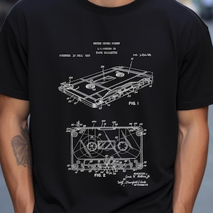 Audiokassettenbanddesign des US-Patentamts. T-Shirt Geschenk für Musik Liebhaber, Hifi, Audiophile, Stereo, Musiker, Hifi, Retro Design