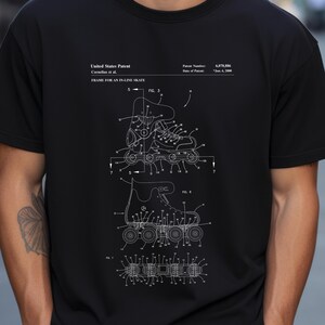 Design of inline skate from US Patent Office. T-shirt gift inline skater, inline skating gift, rollerblading, rollerblades, inline skates