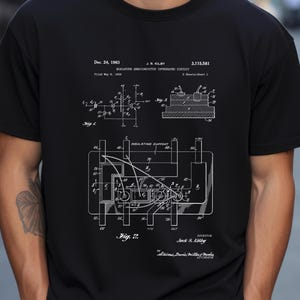 Circuito integrado de Kilby de 1963, do Escritório de Patentes dos EUA. Camiseta para presente para cientistas da computação, engenheiros de software de TI, programadores,