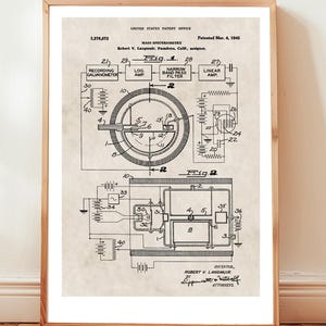 Appareil de spectrométrie de masse datant de 1945 du bureau des brevets des États-Unis. Cadeau parfait pour les scientifiques, les chercheurs, les ingénieurs et les passionnés de science