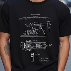 Oil well pump design from US Patent Office. T-shirt gift oil industry, oilman, oil industry, petroleum engineer, oil field, energy
