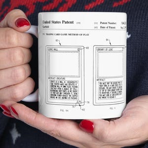 Magic The Gathering | Patent Blueprint Ceramic Mug | White | 11Oz 15Oz Coffee Drinkware For Fantasy Gamers