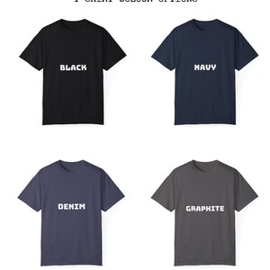 four t - shirts with the words black, white, and gray on them