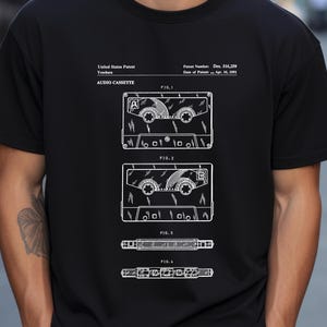 Audiokassettenbanddesign des US-Patentamts. T-Shirt Geschenk für Musik Liebhaber, Hifi, Audiophile, Stereo, Musiker, Hifi, Retro Design