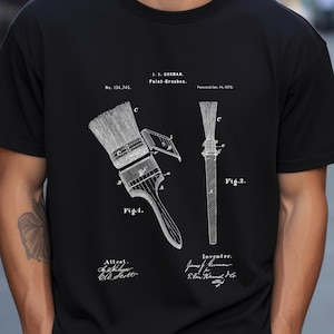 Paintbrush design from 1878 from US Patent Office. T-shirt gift for handyman, garage workshop, painter, decorator, DIY, do it yourself