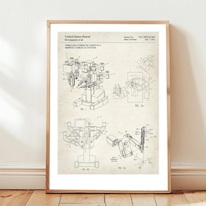 Design eines Chirurgischen Roboters vom US Patent Office. Postergeschenk für Chirurg, Arzt, Krankenhaus, Roboter, Chirurgisch, gesundheitswesen, Techniker,