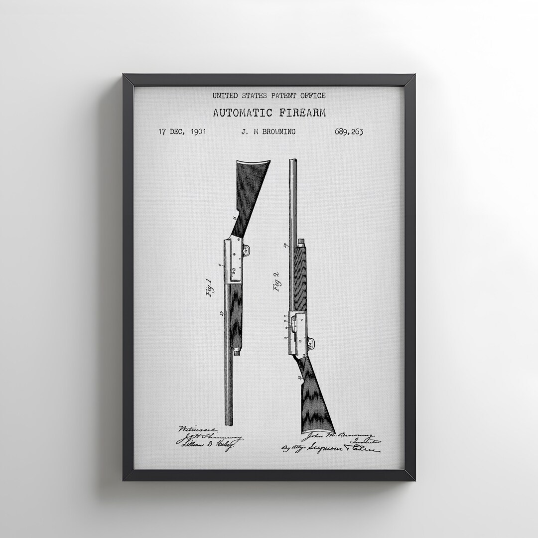 Vintage Shotgun Patent Design From the US Patent Office. Perfect Poster ...
