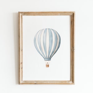Blue Hot Air Balloon Print, Vintage Nursery Decor, Printable Travel Wall Art, Boys Room Decor, Kids Room Decor, DIGITAL DOWNLOAD