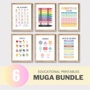 Set Of Educational Posters, 50 Home school Printables,Alphabet Poster,Playroom prints,Montessori Classroom Decor,Education Learning Posters