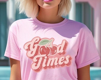 Retro Good Times Cherry Fruit Graphic T Shirts