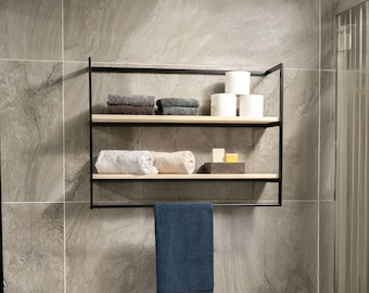 Wooden Shelf Bathroom Towel Holder: Modern Spruce Rack