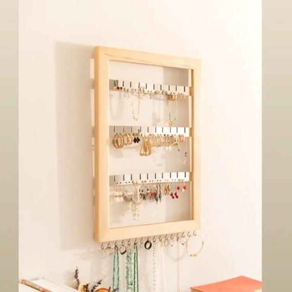 Earring and Necklace Organizer, Jewelry Holder with Hooks, Large Capacity Jewelry Stand, Gift for Lover