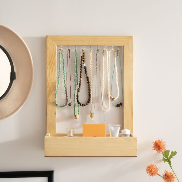 Wooden Jewelry Arrangement, Necklace Hanger, Makeup Box,