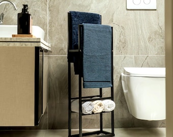 Standing Metal Towel Rack: Modern Bathroom Storage