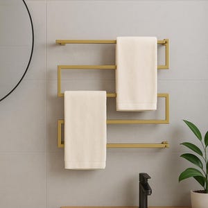 Handmade Gold Metal Towel Rack: Wall-Mounted Bathroom Organizer
