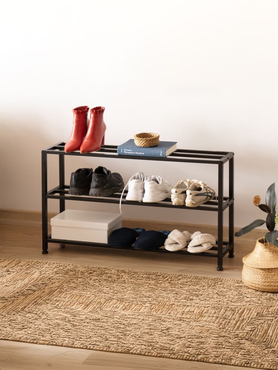3 Tier Metal Shoe Rack Hallway Organiser Shoe Storage Etsy