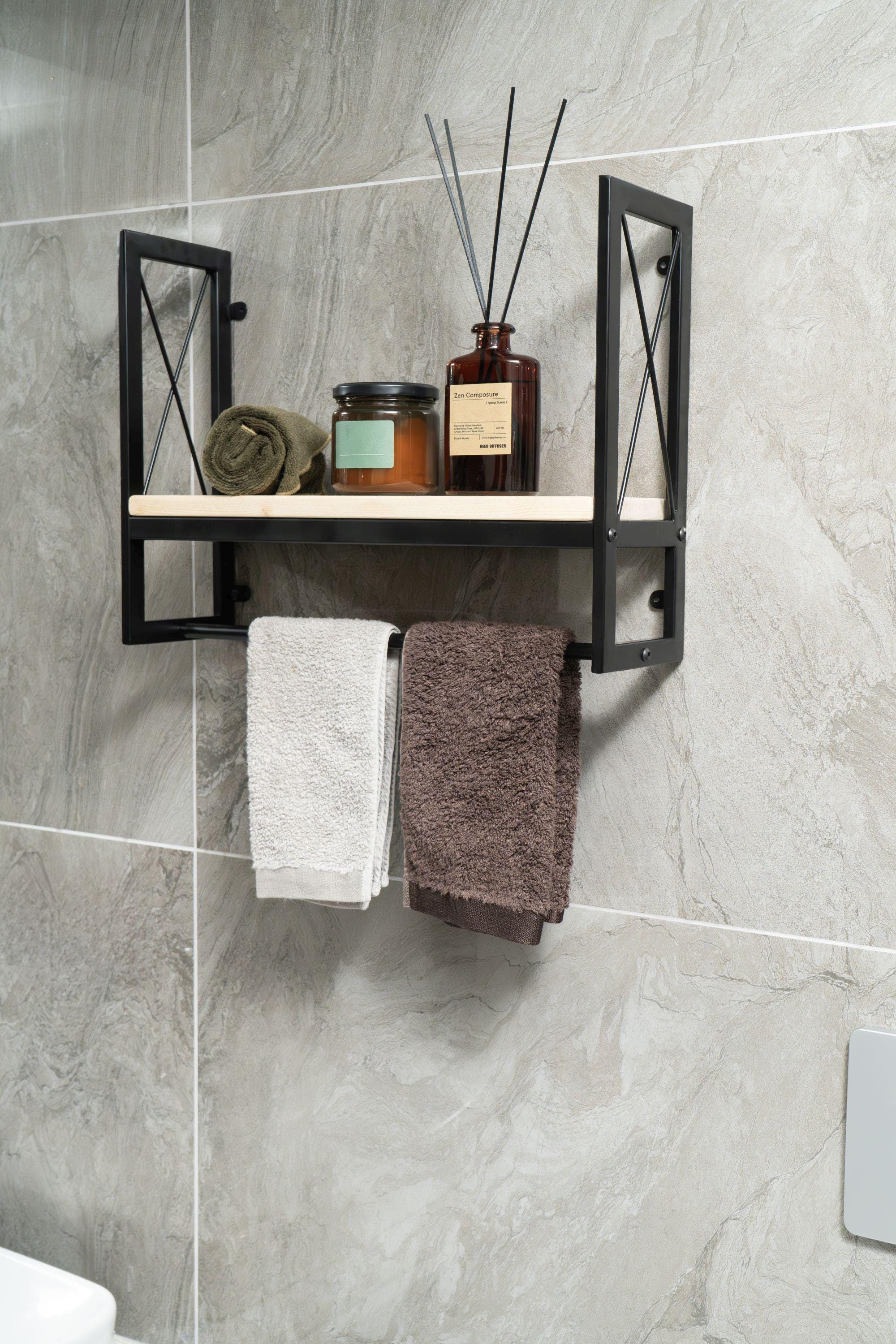 Bathroom Towel Holder With Shelf, Bathroom Towel Rack, Household Gift ...