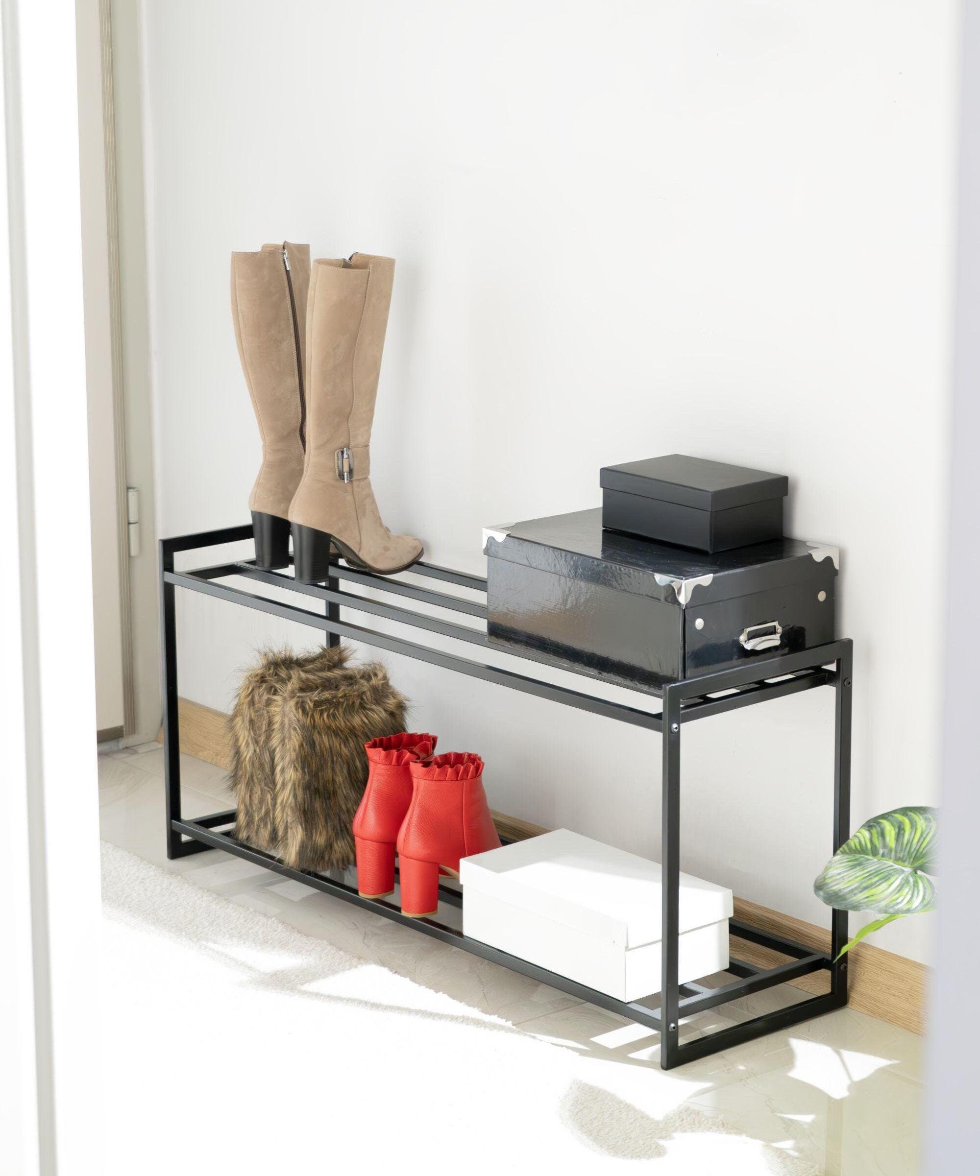 手作りの2段メタルシューズラック：玄関オーガナイザー - Etsy 日本