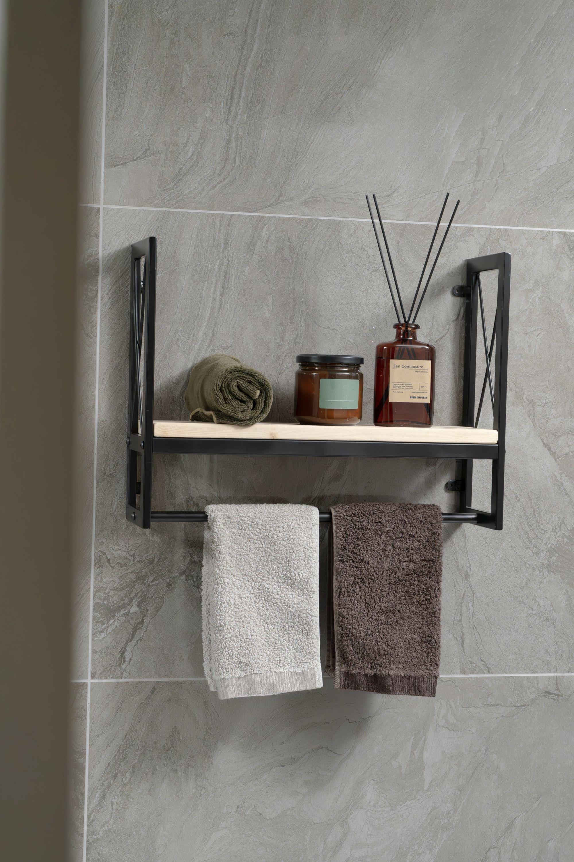 Bathroom Towel Holder With Shelf, Bathroom Towel Rack, Household Gift ...