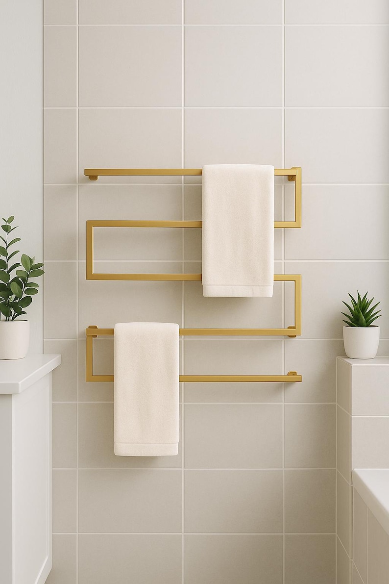 Handmade Gold Metal Towel Rack: Wall-mounted Bathroom Organizer - Etsy