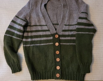 Striped women's v-neck cardigan